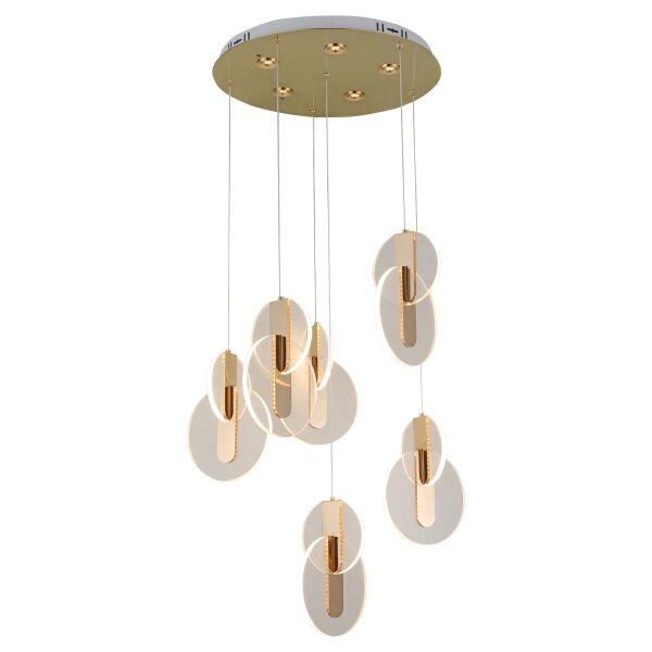 Mirabella 6 Lı Yuvarlak 128 Watt 3 Renkli Ledli Modern Tasarım Oturma Odası Salon Sarkıt Avize