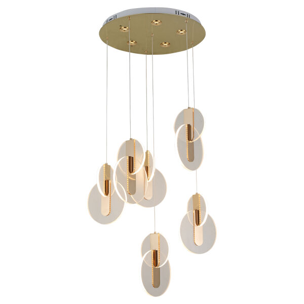 Mirabella 6 Lı Yuvarlak 128 Watt 3 Renkli Ledli Modern Tasarım Oturma Odası Salon Sarkıt Avize