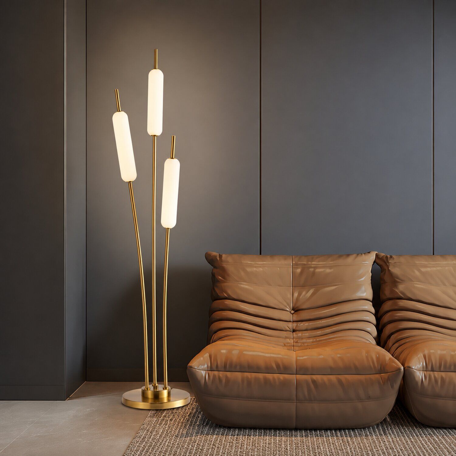 Reed 3'lü Gold 36 Watt Led Lambader
