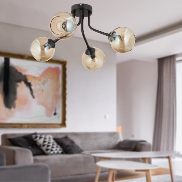 David 4Lü Siyah Bal Camlı Modern Genç Odası Mutfak Retro Salon Avize