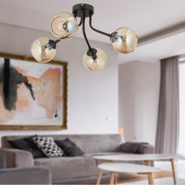 David 4Lü Siyah Bal Camlı Modern Genç Odası Mutfak Retro Salon Avize