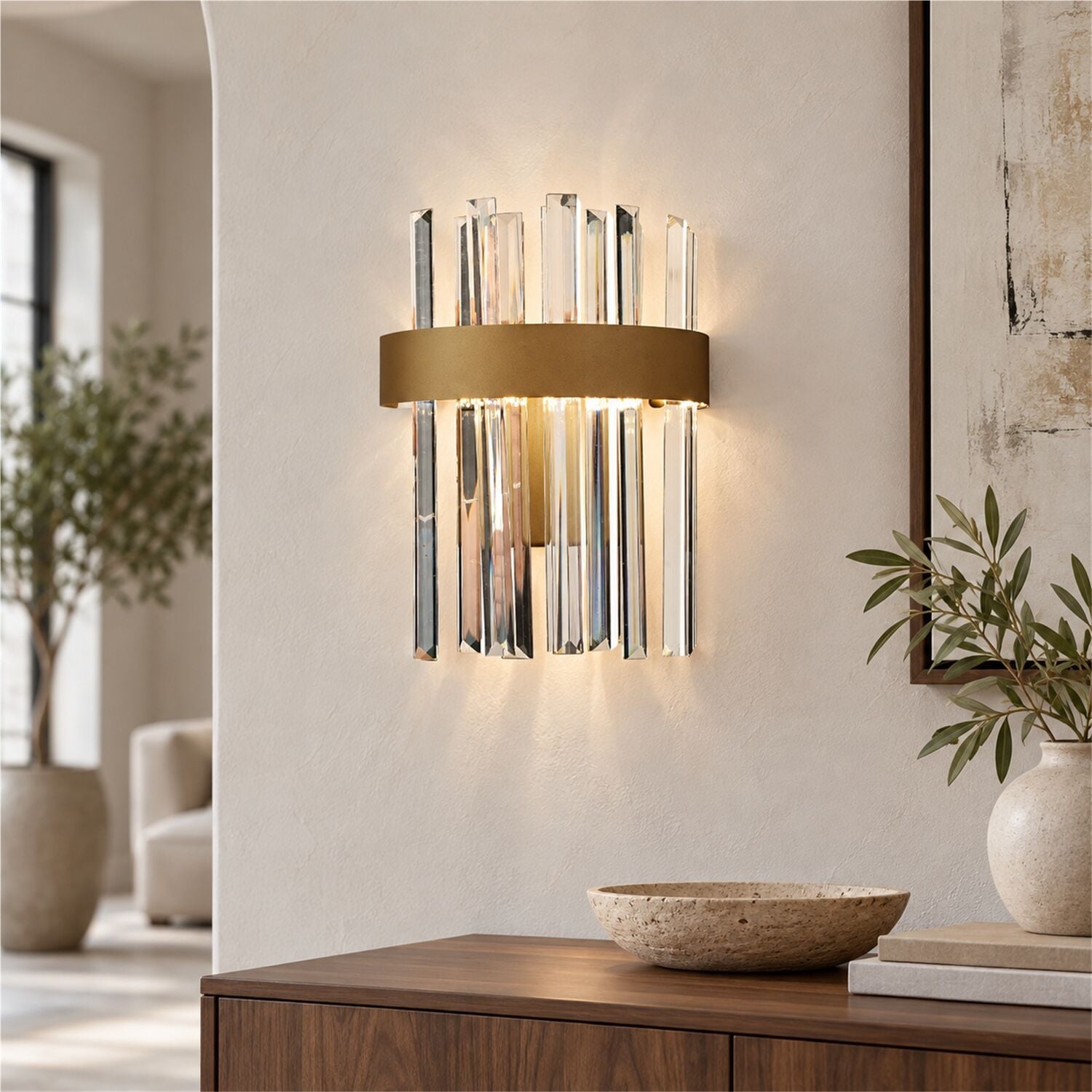 Brampton Ledli 3 Renk Kristal Led Salon-Yatak Başı Aplik