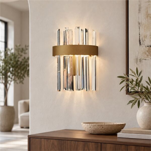 Brampton Ledli 3 Renk Kristal Led Salon-Yatak Başı Aplik
