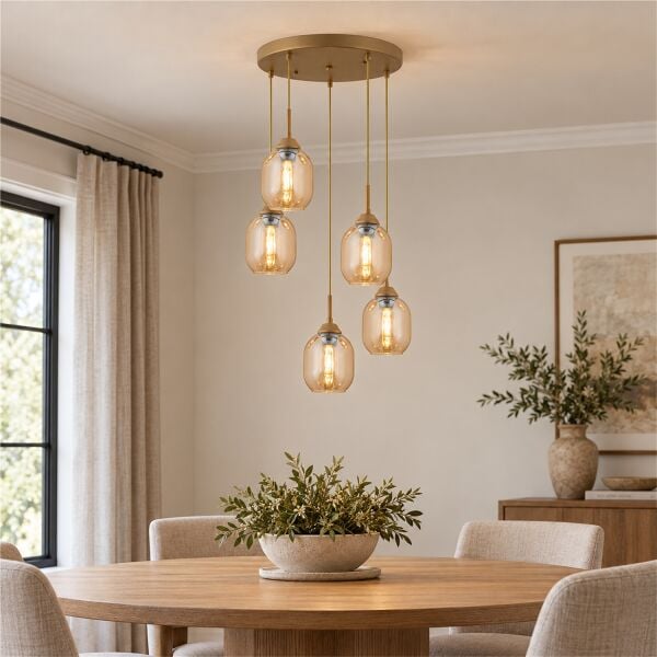 Hierro 5 Li Yuvarlak Eskitme Modern Salon Avize