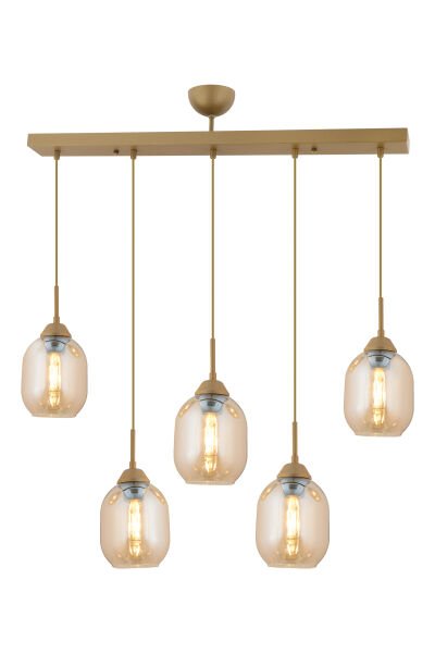 Hierro 5 Li Sıralı Eskitme Modern Salon Avize