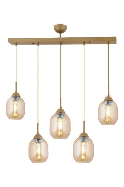 Hierro 5 Li Sıralı Eskitme Modern Salon Avize