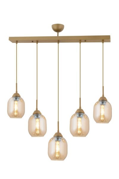 Hierro 5 Li Sıralı Eskitme Modern Salon Avize