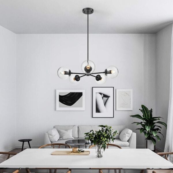 Venon 5 Li Siyah Modern Genç Odası Mutfak Retro Salon Avize