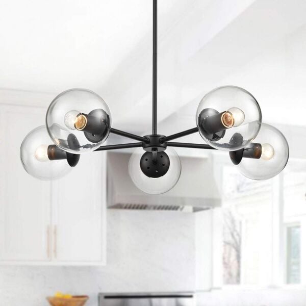 Venon 5 Li Siyah Modern Genç Odası Mutfak Retro Salon Avize