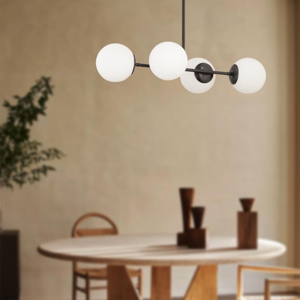 Lema 4Lü Siyah Modern Yemek Masası Üstü Yatak odası Salon Avize