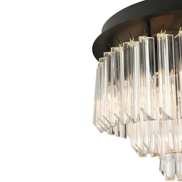 Nilay Siyah Kristalli Taşlı Modern Tasarım Kristal Salon Avize