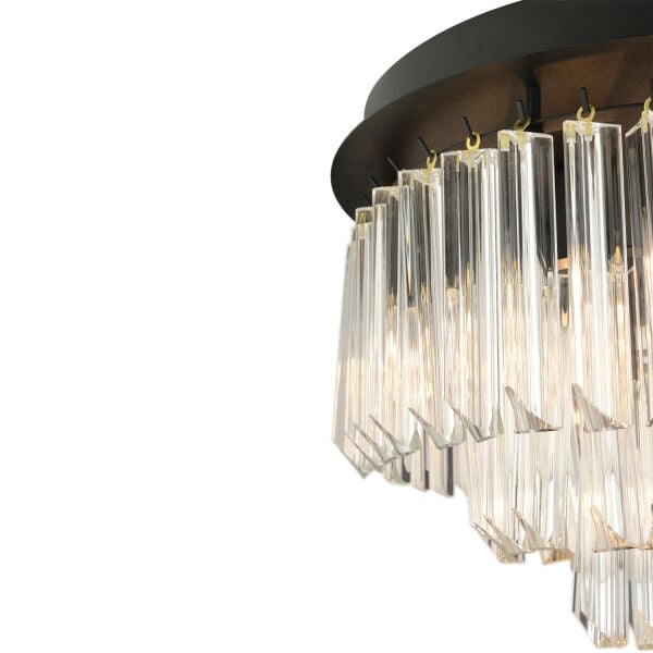 Nilay Siyah Kristalli Taşlı Modern Tasarım Kristal Salon Avize