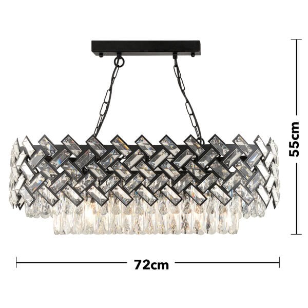 Nilay Siyah Kristalli Taşlı Modern Tasarım Kristal Salon Avize