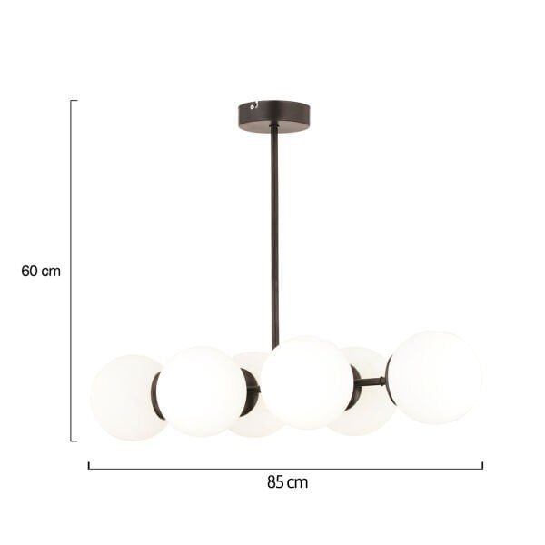 Lema 6Lı Siyah Modern Yemek Masası Üstü Yatak odası Salon Avize