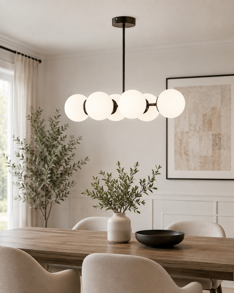 Lema 6Lı Siyah Modern Yemek Masası Üstü Yatak odası Salon Avize