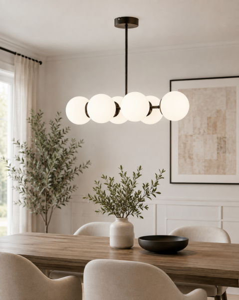 Lema 6Lı Siyah Modern Yemek Masası Üstü Yatak odası Salon Avize