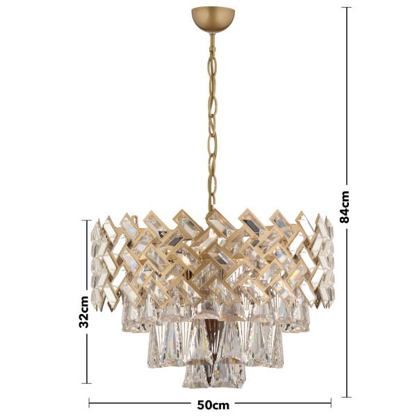 Melina Eskitme Kristal Taşlı Salon Avize