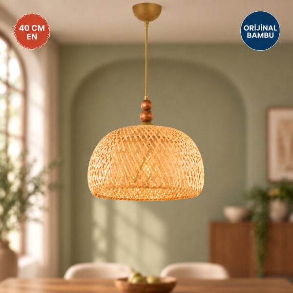 Sera Tekli Rattan Modern Sarkıt Avize, Hasır Avize, Oturma Odası Mutfak Salon Koridor Avize