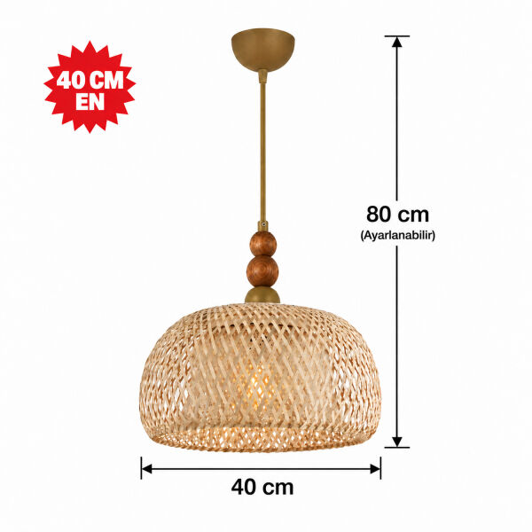Sera Tekli Rattan Modern Sarkıt Avize, Hasır Avize, Oturma Odası Mutfak Salon Koridor Avize