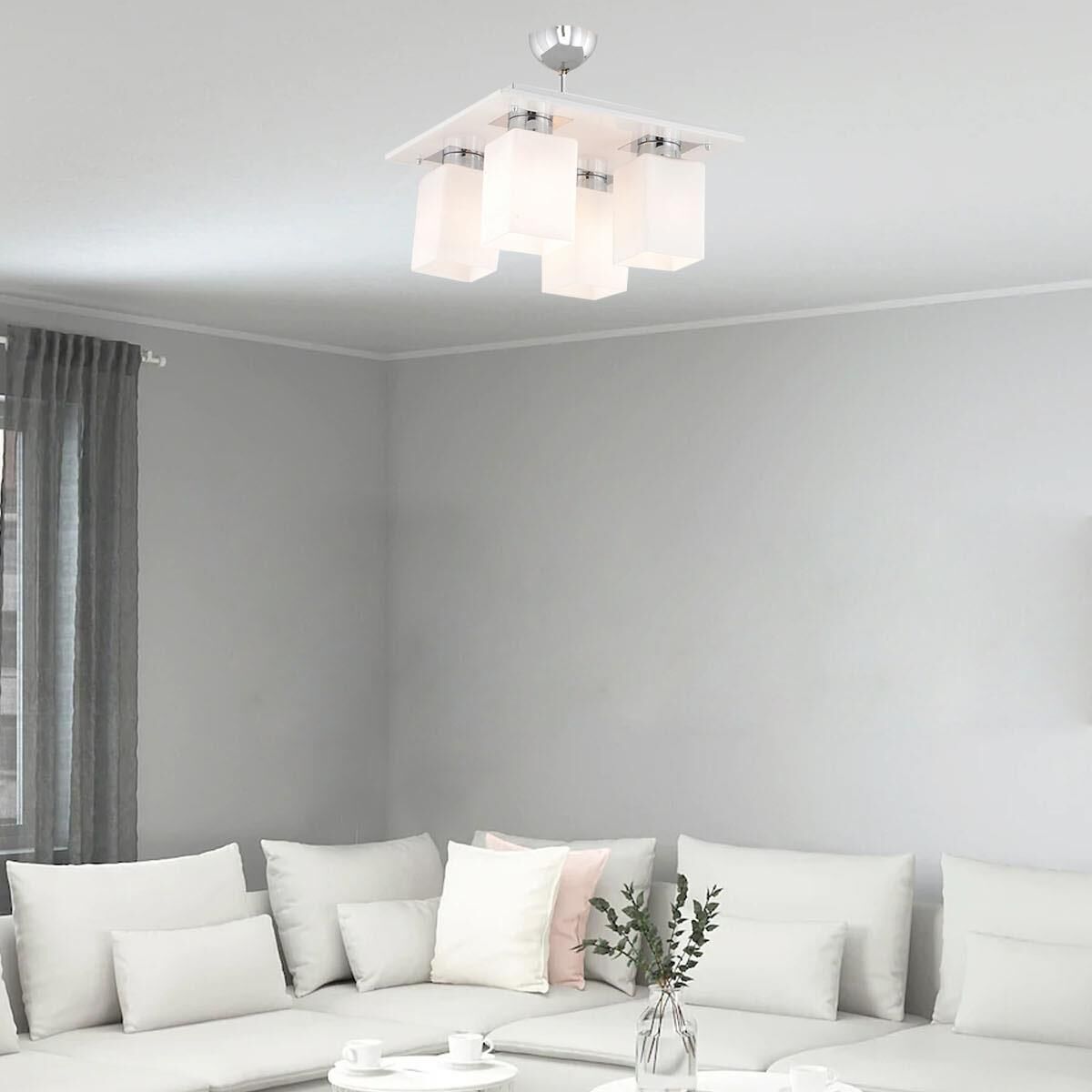 Atlas 4 Lü Beyaz Kare Modern Genç Odası Mutfak- Banyo Mutfak Salon Spot Avize