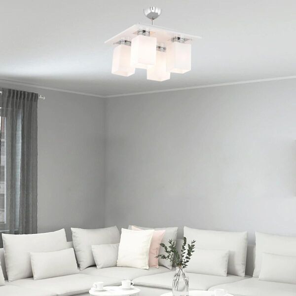 Atlas 4 Lü Beyaz Kare Modern Genç Odası Mutfak- Banyo Mutfak Salon Spot Avize