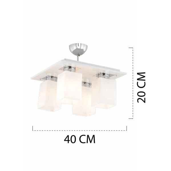 Atlas 4 Lü Beyaz Kare Modern Genç Odası Mutfak- Banyo Mutfak Salon Spot Avize