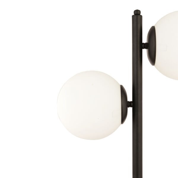 Siena 2Li Siyah Boyalı Beyaz Camlı Masa Lambası Modern Tasarım -Yatak Odası-Salon Retro Abajur