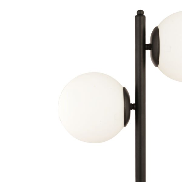 Siena 2Li Siyah Boyalı Beyaz Camlı Masa Lambası Modern Tasarım -Yatak Odası-Salon Retro Abajur