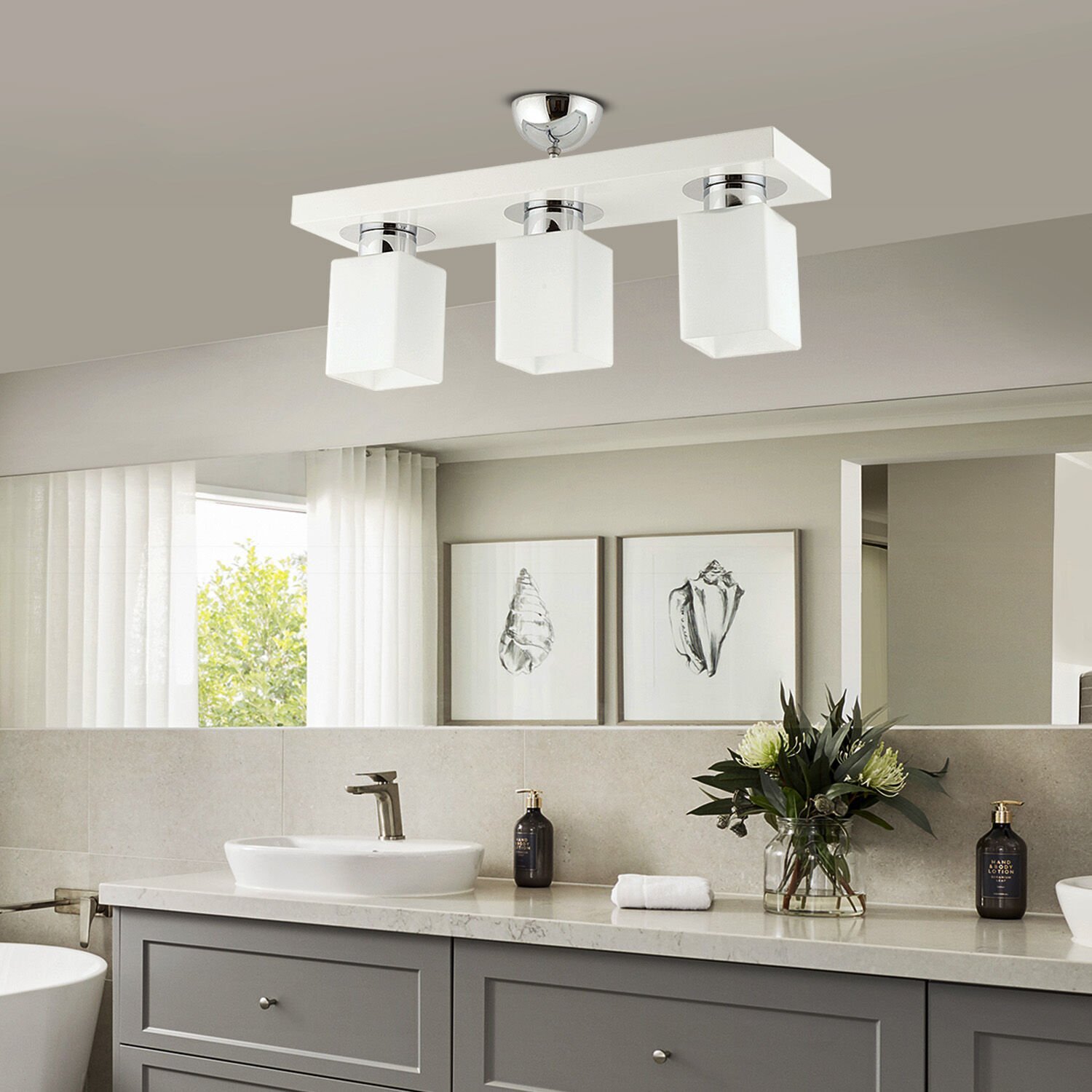 Kare 3Lü Modern Plafonyer Genç Odası MutfakYatak Odası Avize