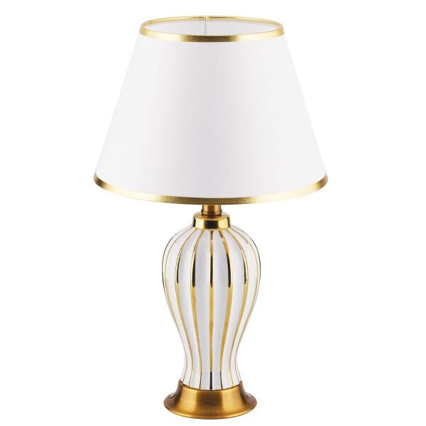 Baver Gold Beyaz Seramik Modern Salon-Yatak Odası Tasarım Abajur