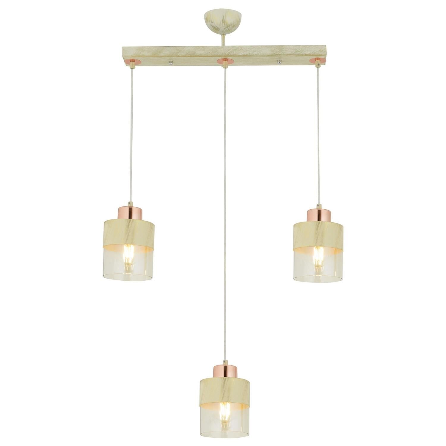 Boris 3Lü Sıralı Krem-Bakır Sarkıt Modern Genç Odası Mutfak Salon Avize