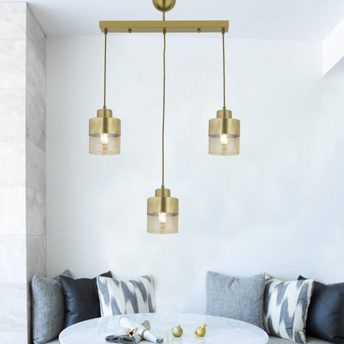 Boris 3Lü Sıralı Komple Eskitme Sarkıt Modern Genç Odası Mutfak Salon Avize