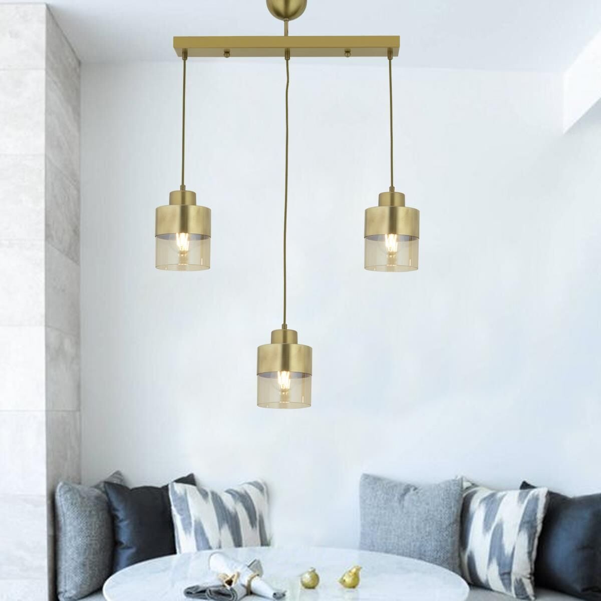 Boris 3Lü Sıralı Komple Eskitme Sarkıt Modern Genç Odası Mutfak Salon Avize