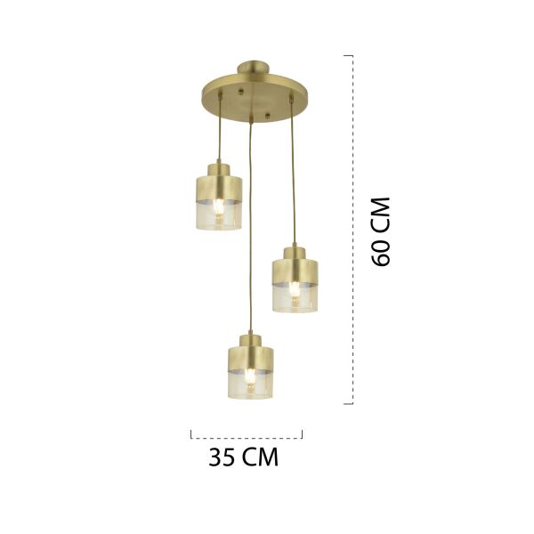 Boris 3Lü Yuvarlak Komple Eskitme Sarkıt Modern Genç Odası Mutfak Salon Avize