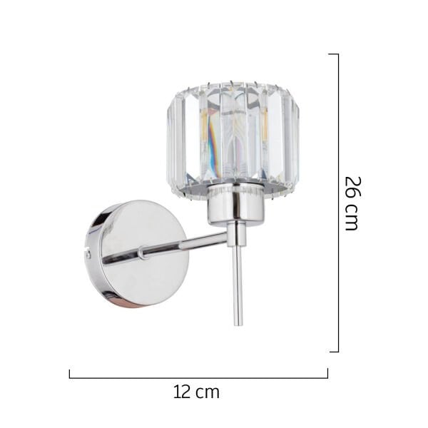 Sadem 4 Lü Krom Kaplama 3 Parça Kristalli Taşlı Modern Tasarım Kristal Salon Avize-Aplik Seti