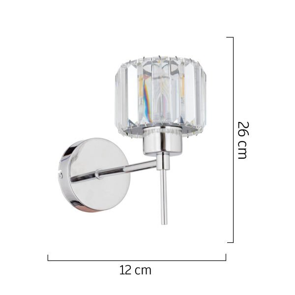 Sadem 4 Lü Krom Kaplama 3 Parça Kristalli Taşlı Modern Tasarım Kristal Salon Avize-Aplik Seti