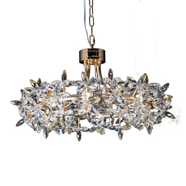 Mercan 60'lık Yuvarlak Gold Kristal Taşlı Modern Oturma Odası, Salon Avize