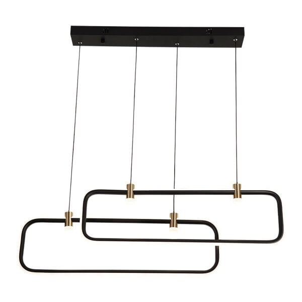 Blom 2'li Dikdörtgen 96 Watt Siyah Yemek Masası Üstü, Salon Sarkıt Led Avize