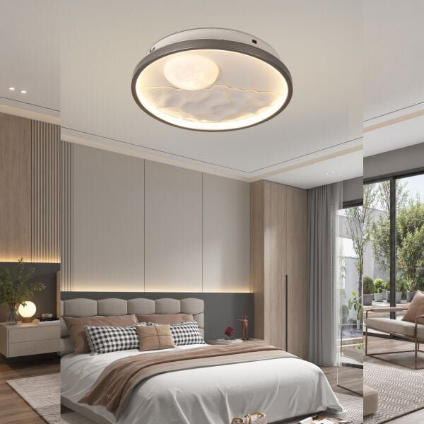 Skala 30'luk Ay Figürlü Yuvarlak 48 Watt Plafonyer Led Avize