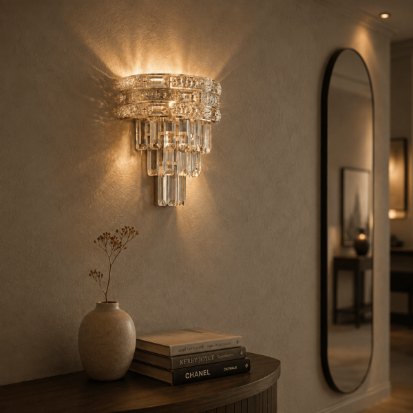 Dolares Gold 40 Watt Kristal Taşlı Duvar Lambası Salon Aplik