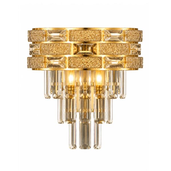 Dolares Gold 40 Watt Kristal Taşlı Duvar Lambası Salon Aplik