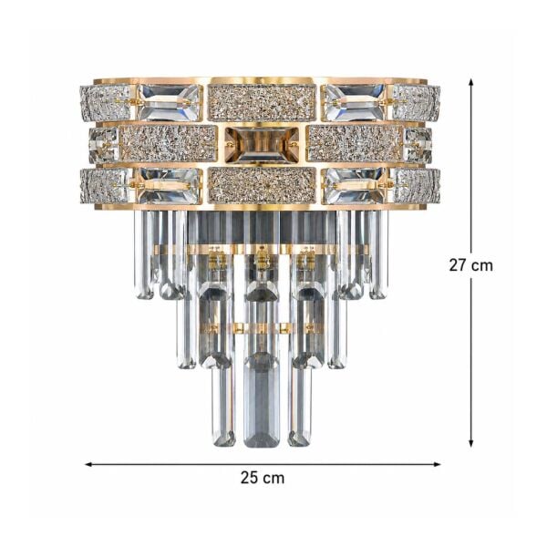 Dolares Gold 40 Watt Kristal Taşlı Duvar Lambası Salon Aplik