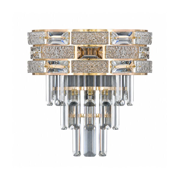 Dolares Gold Kristal Taşlı Duvar Lambası Salon Aplik
