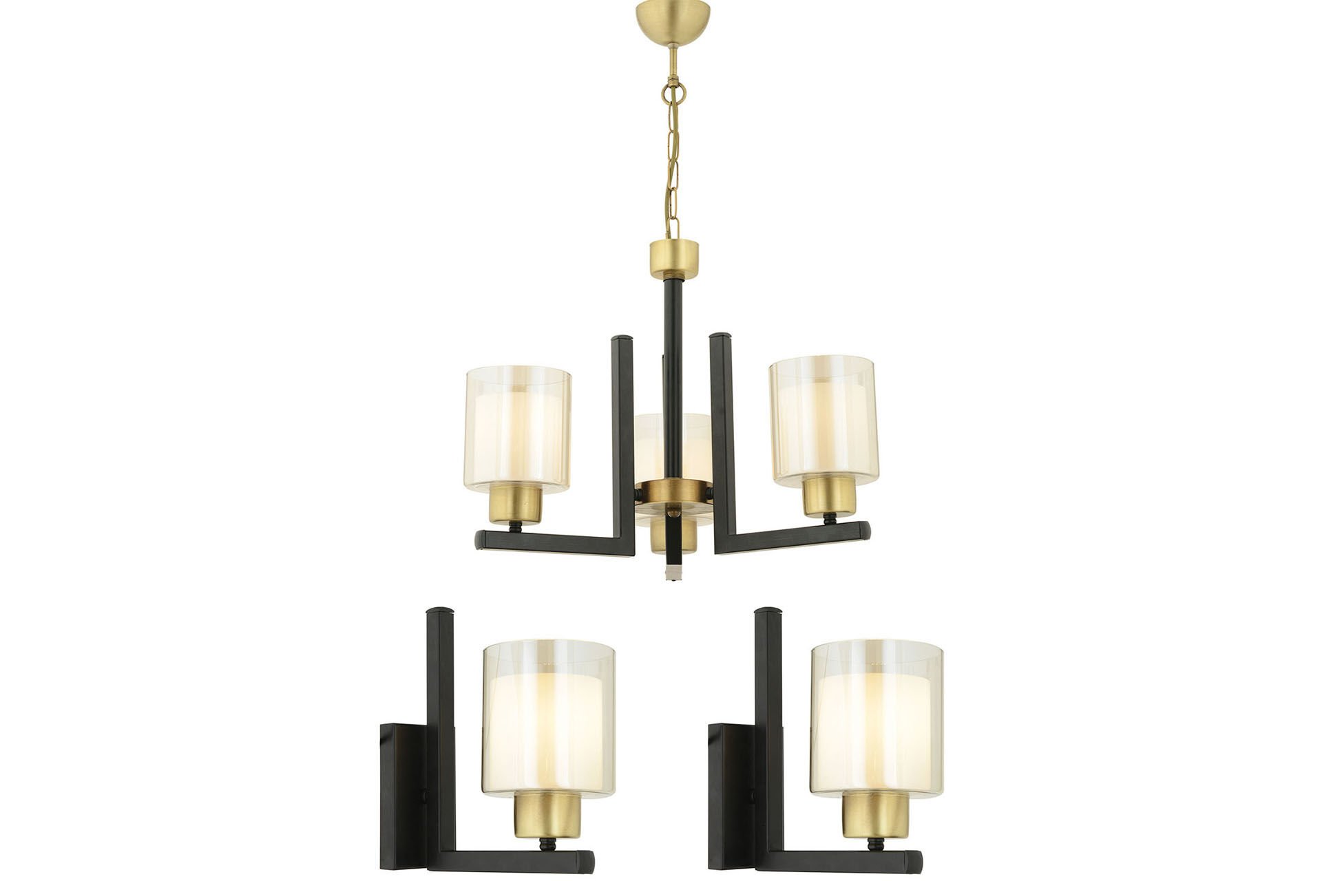 Tisse 3 Lü Siyah-Eskitme  Modern Tasarım Yatak Odası Salon Avize-Aplik Seti 3 Parça