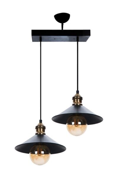 Gönen 2Li Siyah Sıralı Modern Retro Sarkıt Retro Salon Avize