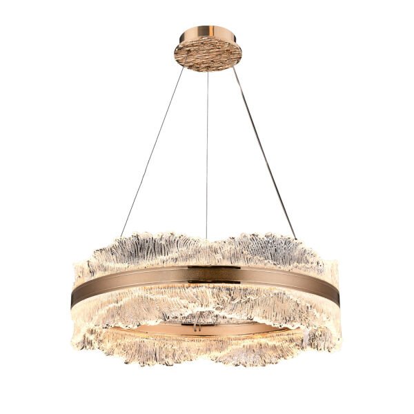 Laden 50'lik Gold 60 Watt Kristal Taşlı Modern Salon Led Sarkıt Avize