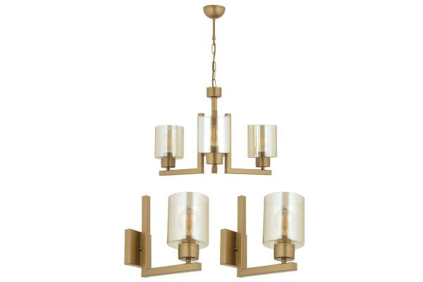 Tasse 3 Lü Eskitme Boyalı Avize Bal Camlı Salon Avize 3 Parça Avize Seti