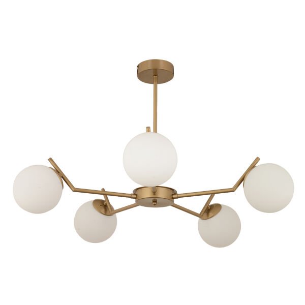 Sara 5Li Eskitme Boyalı  Beyaz Camlı Modern Genç Odası Yemek Masası Üstü Salon Avize