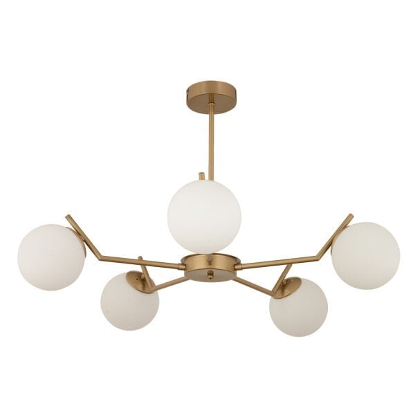 Sara 5Li Eskitme Boyalı  Beyaz Camlı Modern Genç Odası Yemek Masası Üstü Salon Avize