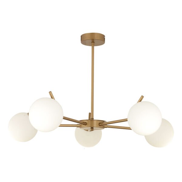 Sara 5Li Eskitme Boyalı  Beyaz Camlı Modern Genç Odası Yemek Masası Üstü Salon Avize